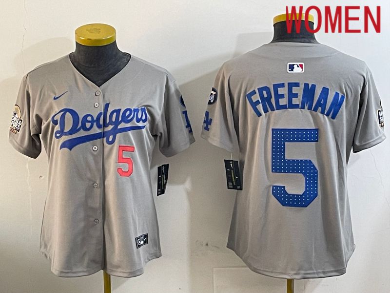 Women Los Angeles Dodgers #5 Freeman Grey Game 2024 Nike MLB Jersey style 1203->youth mlb jersey->Youth Jersey
